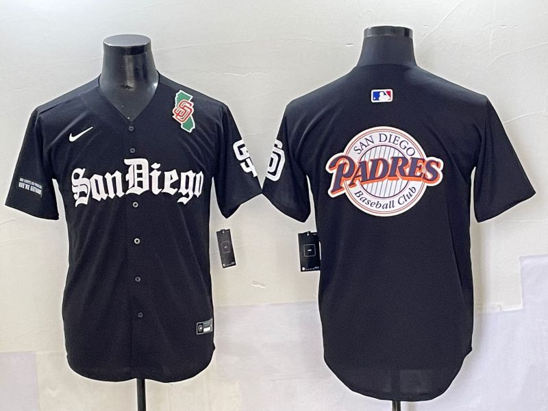 Men 2025 San Diego Padres Blank Black Five generations Joint Name Nike MLB Jersey style 32->san diego padres->MLB Jersey